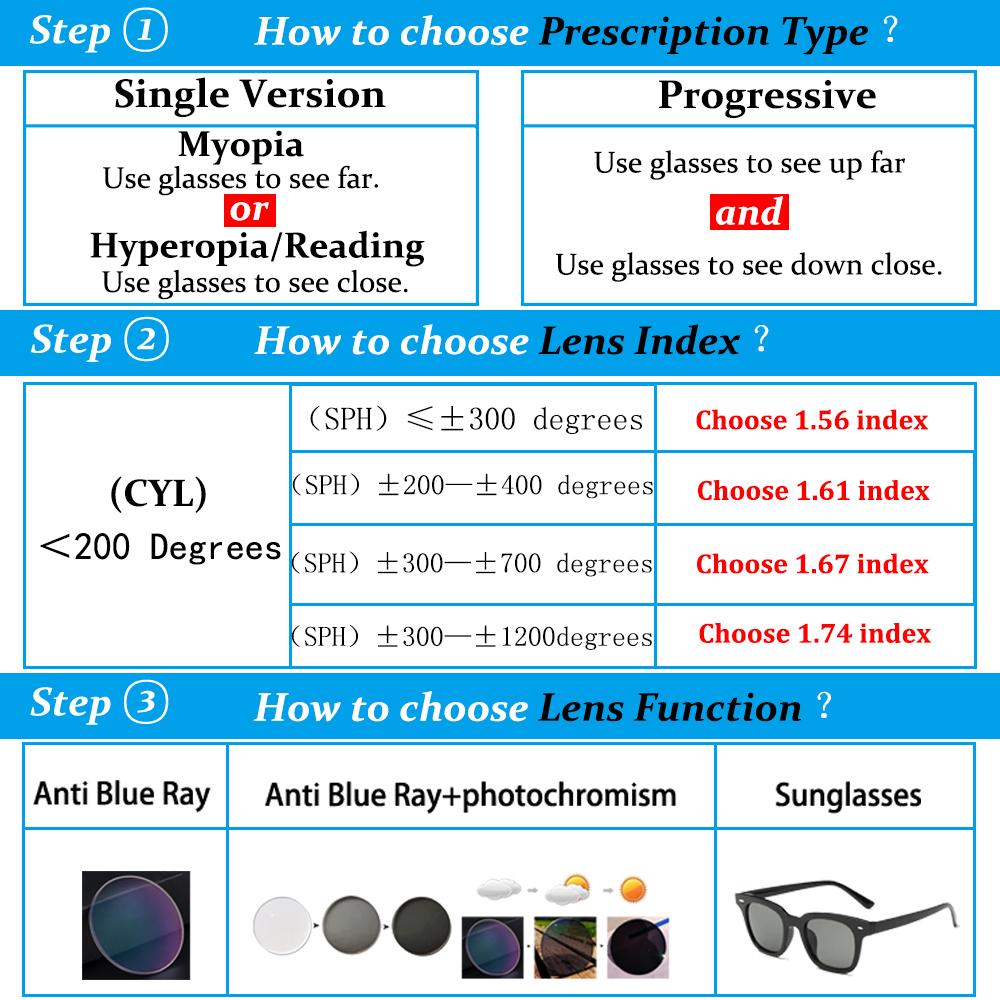 Retro Business Urltra-Light Prescription Eyebrow Glasses Square Anti Blue Ray Photochromic Progressive Optical Myopia Eyeglasses