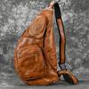 Crazy Horse Leather Chest Bag - Men's Casual Cowhide Crossbody & Shoulder Bag for Commuting & Outdoor Activities