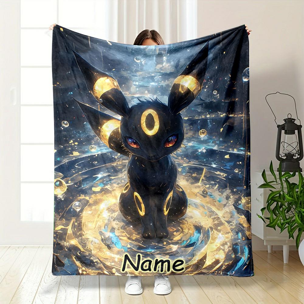 DIY Blanket P0kem0n Umbreon Printed with Name All Seasons for Couch - Super Soft Cozy Blankets for Women, Cute Gifts for Girls