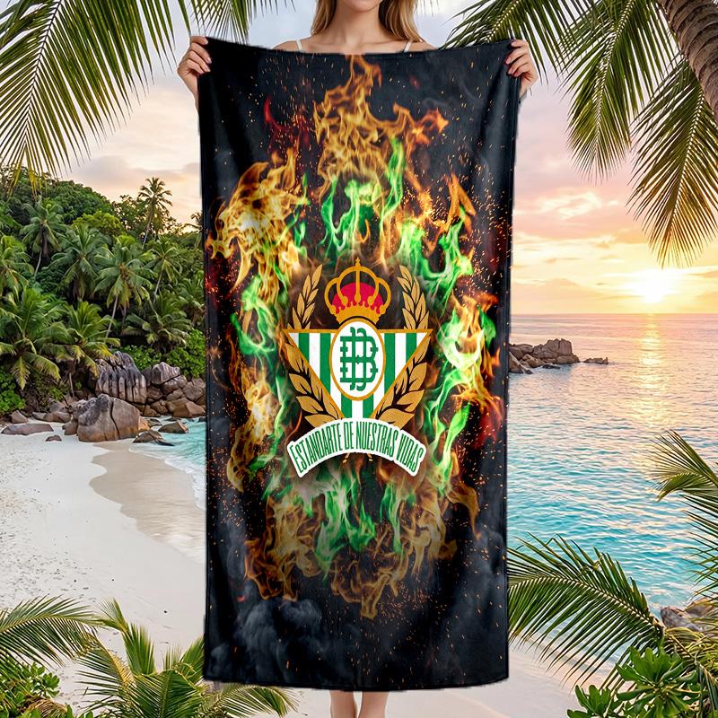 Real Betis Football Beach Towel Soft Microfiber Summer Towel Quick Dry Absorbent Towel for Beach Swimming Pool Travel