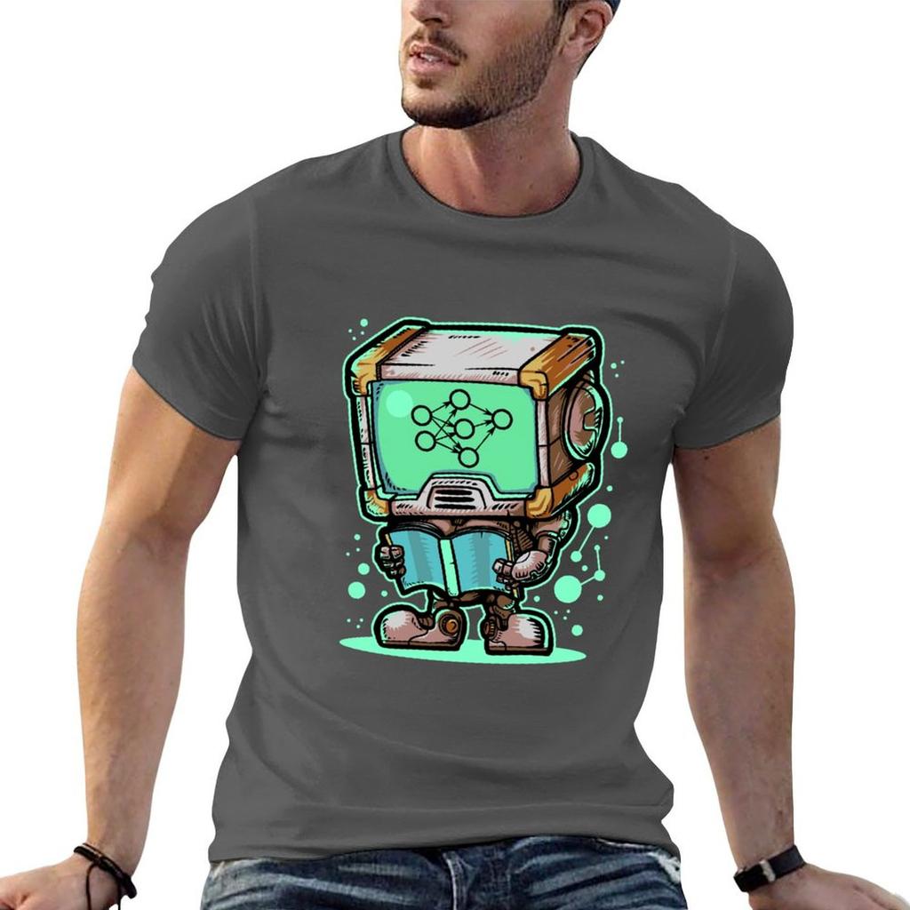 Machine Learning Robot TShirt Soft Casual Short Sleeve Cotton Tee