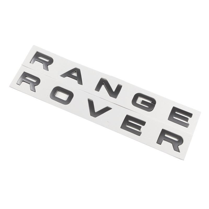 Compatible with Land Rover RANGE ROVER and Range Rover Evoque hood and rear emblems, featuring front and back English lettering stickers.