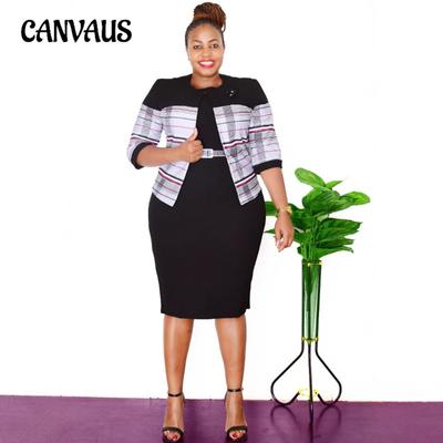 The New Plus Size Women's Fall Jacket Dress Two Piece Suit