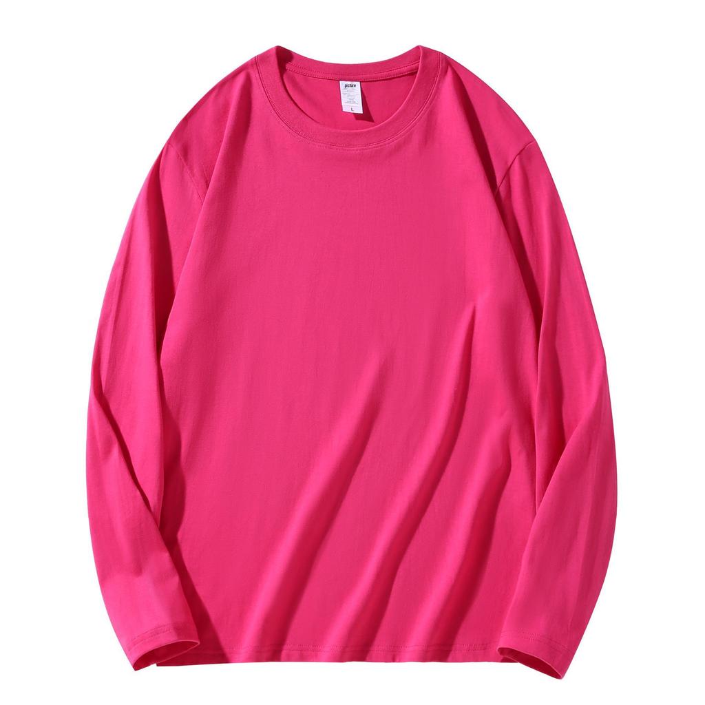 220g Heavyweight Pure Cotton Unisex Long Sleeve T-shirt - Loose Fit Solid Color Casual Sweatshirt