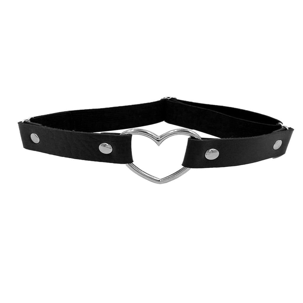 Heart Thigh Garter Belt - Faux Leather Leg Ring with Metal Heart Detail, Adjustable Gothic Punk Style for Women and Girls