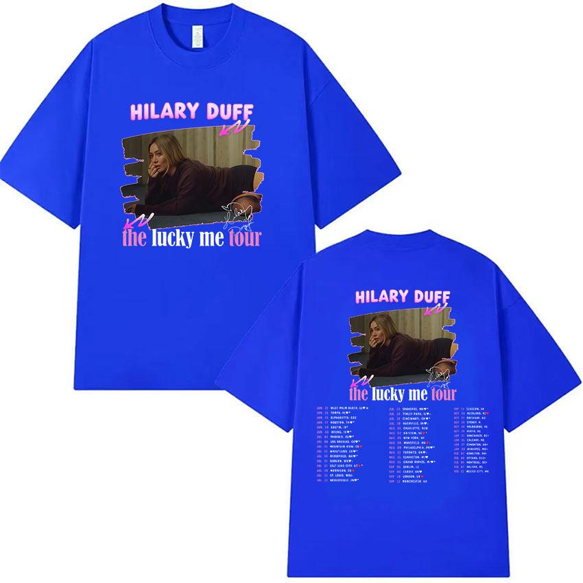 Hilary Duff The Lucky Me Tour 2026 Maglietta Grafica Unisex Donna Abbigliamento Musica Pop T-shirt Manica Corta Vintage 100% Cotone T-shirt