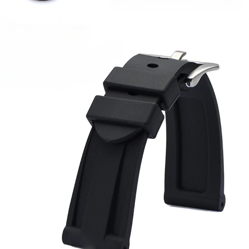 For Panerai Pure Color Natural Silicone Accessories Pam441 Diesel Suunto Solid Stainless Steel Black Buckle 24mm Watch Strap