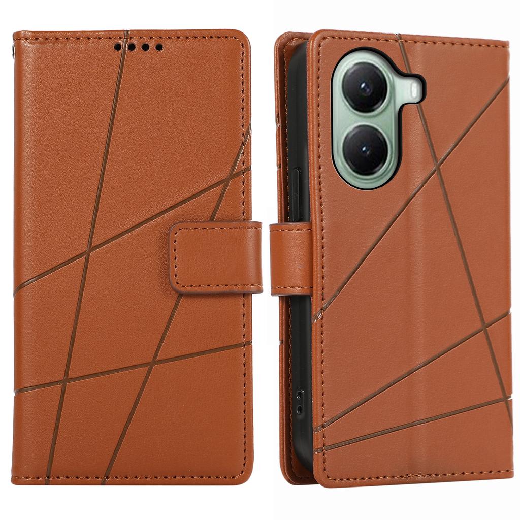 DF-06 For Xiaomi Poco X7 Pro 5G/Redmi Turbo 4 5G Phone Case Line Imprint Leather Wallet Cover