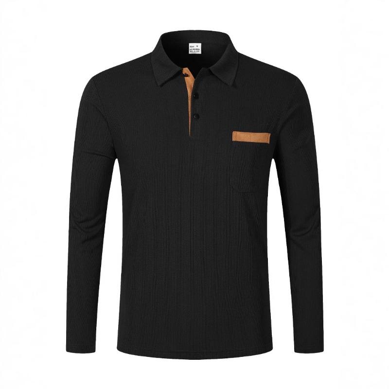 Polo cu mânecă lungă pentru bărbați, cu rever, de modă business casual
