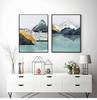 Pintura de Arte de Pared Decoración de Pasillo de Casa Pintura Abstracta en Lienzo Paisaje de Montaña Bosque Atardecer Póster Nórdico