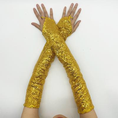 Stage Performance Sequined Reflective Gloves Long Cosplay Costumes Performance Gloves Hook Finger Sex Toys Gloves