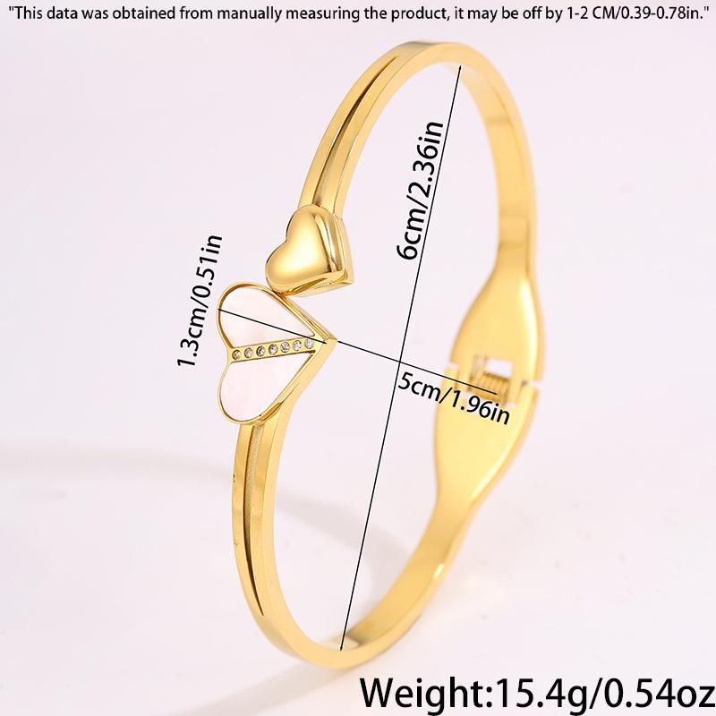 Titanium Steel , Heart-shaped Diamond-encrusted Fashionable European and American , Light Luxury and High-end Sense, Elastic Love Open Couple 