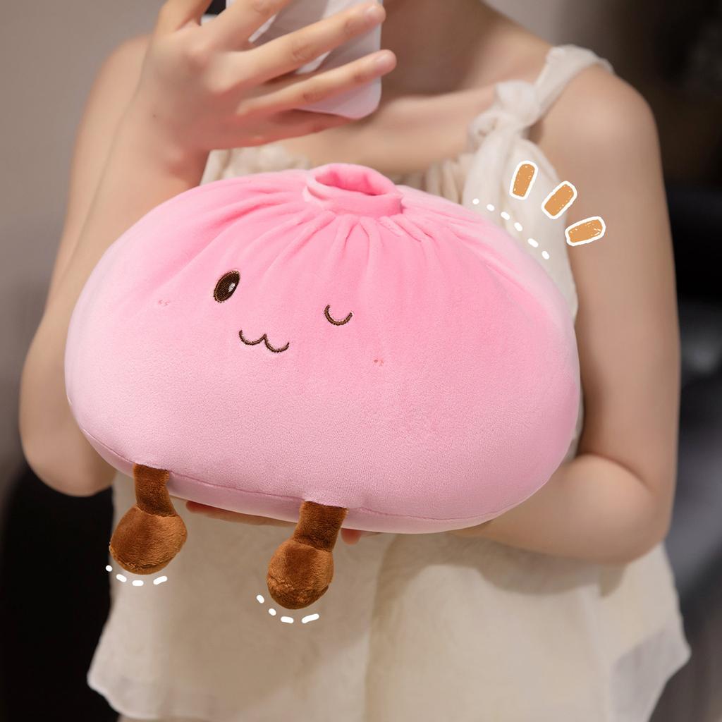 Treasuringu Nueva Almohada de Peluche Dibujos Animados Baozi de Desayuno Juguetes Rellenos Peluche Almohada para Dormir Muñecas de Casa