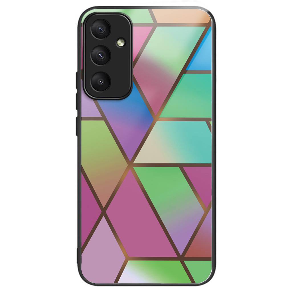 For Samsung Galaxy A55 5G Tempered Glass+PC+TPU Case Marble Pattern Phone Cover