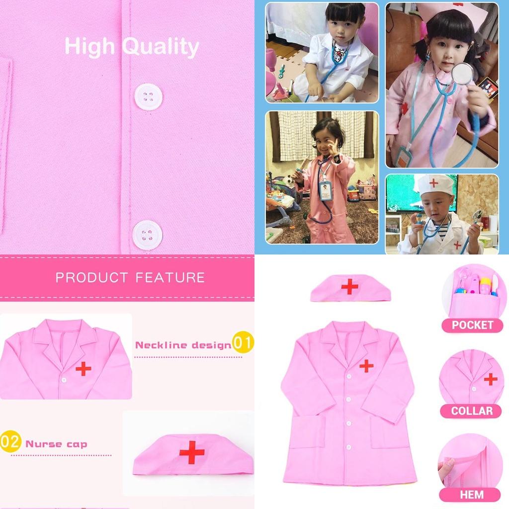 Halloween Kids Doctor Nurse Cosplay Costume Uniform Set Role Play Carnival Party High-quality Polyester One Size Fits All Perfect Gift