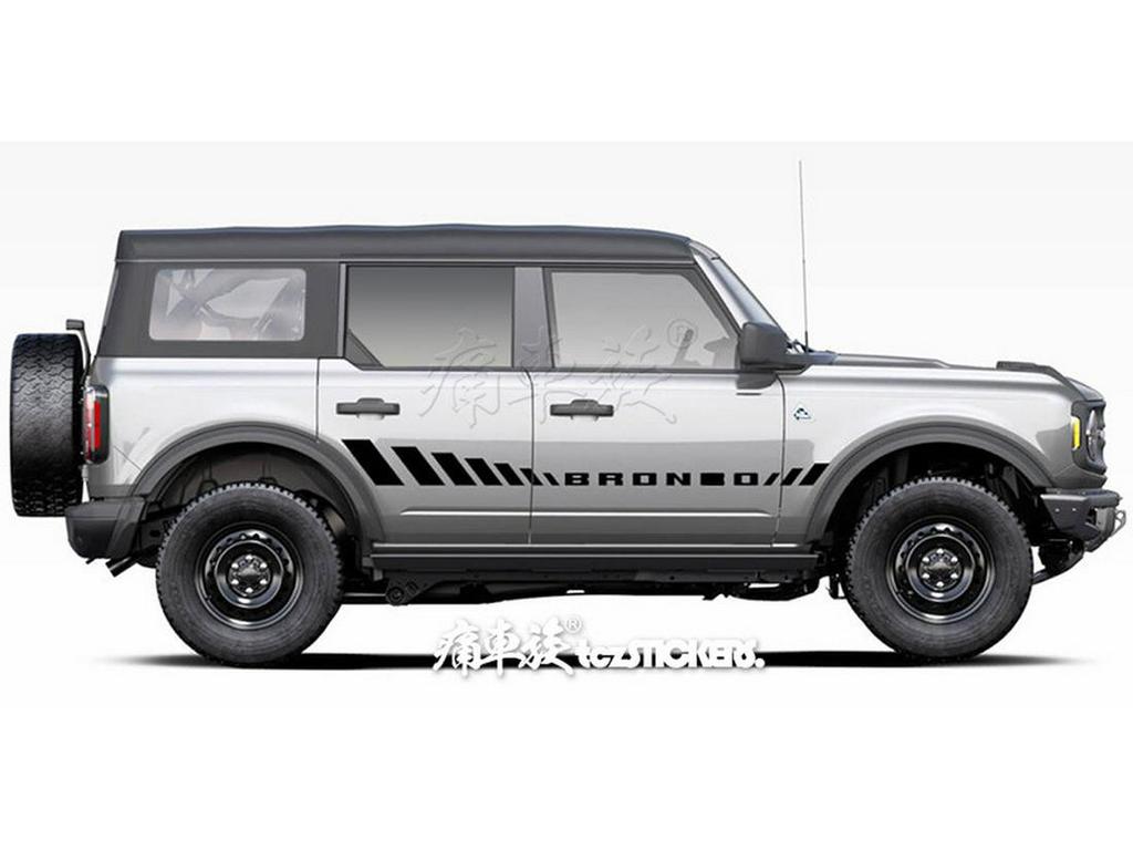 Bronco Mustang Car Stickers: Pinstripes, Waistline, and Side Skirt Decorations