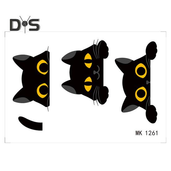 Cartoon Black Cat Switch Sticker Removable Self-adhesive Waterproof PVC Living Room Bathroom Light Switch Wall Socket Outlet Decoration Decal