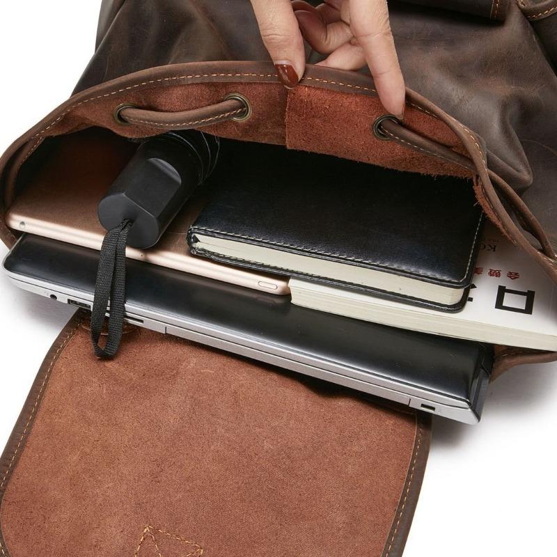 Cowhide Backpack Men's and Women's Casual Genuine Leather Backpack for High School Students Simple School Bag