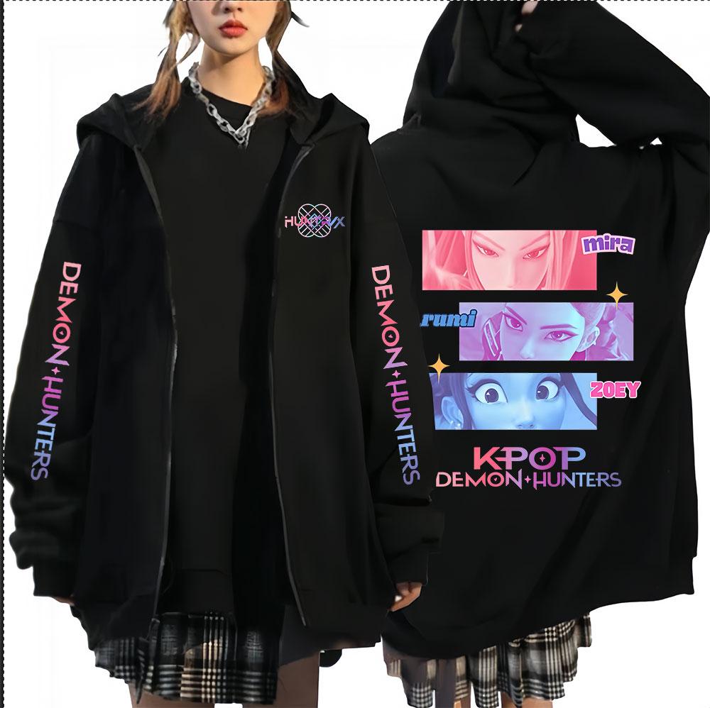 K-pop Saja Boys Demon Hunters Movie Zip Up Hoodie Men Women Harajuku High Quality Fans Gift Oversized Zipper Hoodies Jacket