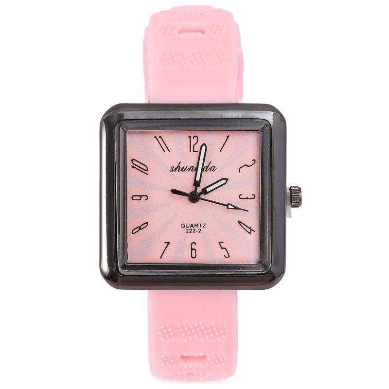 Dopamin Digital Damen Armbanduhr Quadratisch Silikonarmband Quarz Uhr Weiblich College Stil Freizeit Studenten Uhr