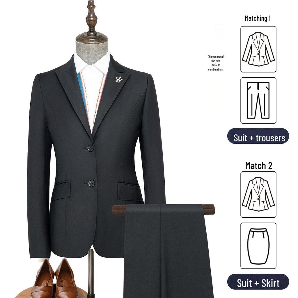 Navy Blue Women's Business Casual Suit Set for Professionals