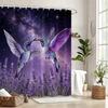 Pair Of Green Hummingbirds & Lily Of The Valley Waterproof Shower Curtain For Bathroom Decor