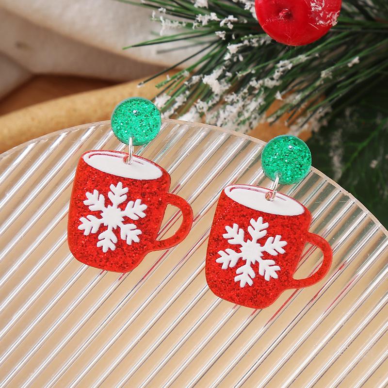 European & American Christmas Teardrop Earrings - Santa, Tree & Reindeer Acrylic Dangles For Women