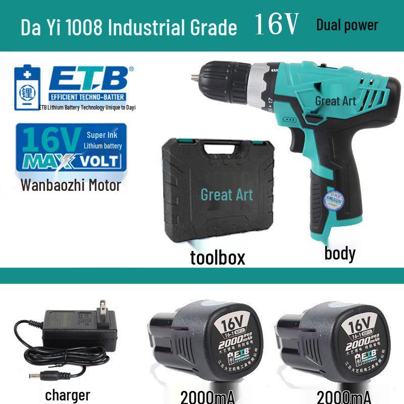 Genuine Dayi 12V/16V/20V Handheld Electric Drill & Screwdriver with Lithium Battery