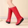 Krazing Pot PU Down Boots Cold-resistant Winter Shoes Med Heels Size 44 Super Size Snow Boots Zipper Round Toe Keep Warm Thigh High Boots