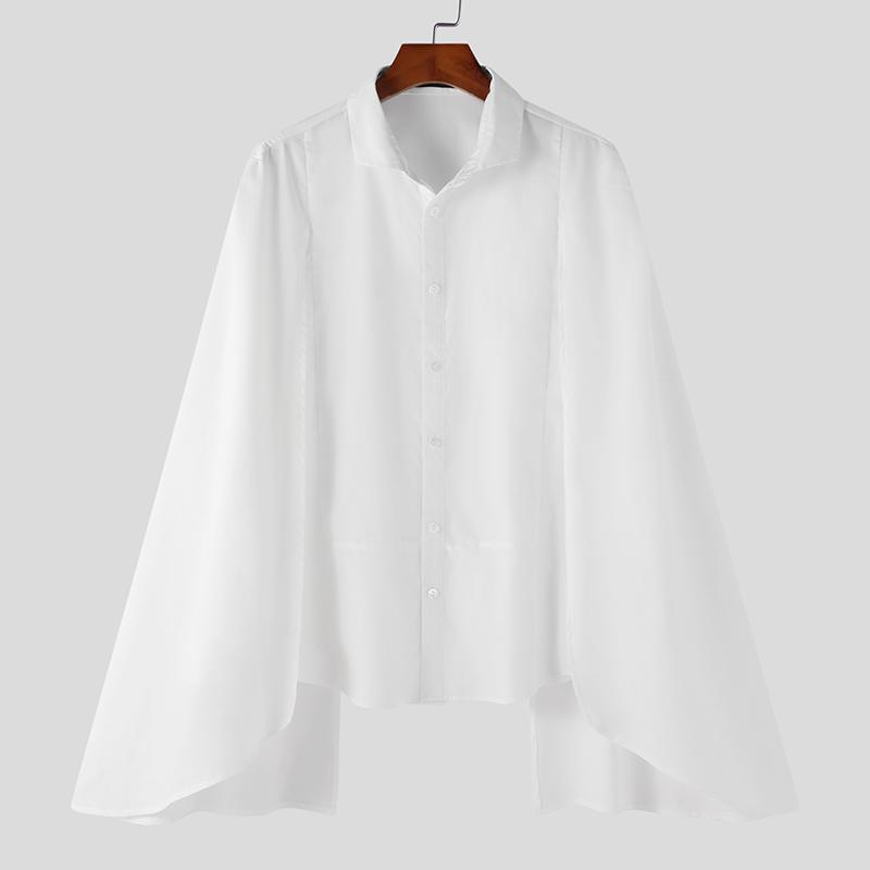 

INCERUN Мужские однотонные рубашки, блузки на пуговицах, топы M белый