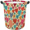 1pc, a Laundry Basket Featuring a Handle, Designed with a Vibrant Heart Pattern for Collecting Dirty Clothes. This Round Organizer Is a Portable Stora