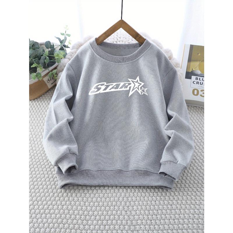 European sizes Casual Round Neck Sweatshirt with Subtle Random Print, Durable Casual Attire & Play