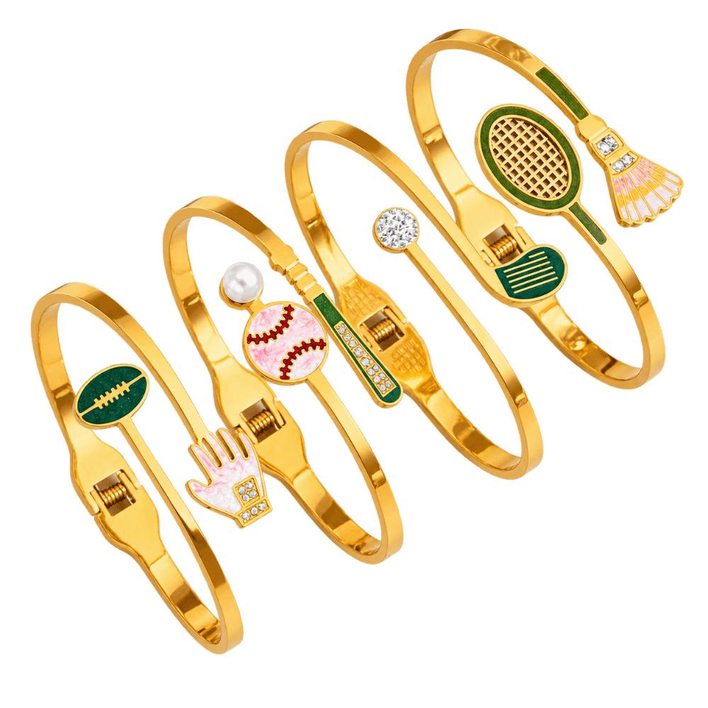 Rugby Baseball Golf Ball Sports Bracelets Non-fading Open Bangles Bracelets for Women Lady's Gift