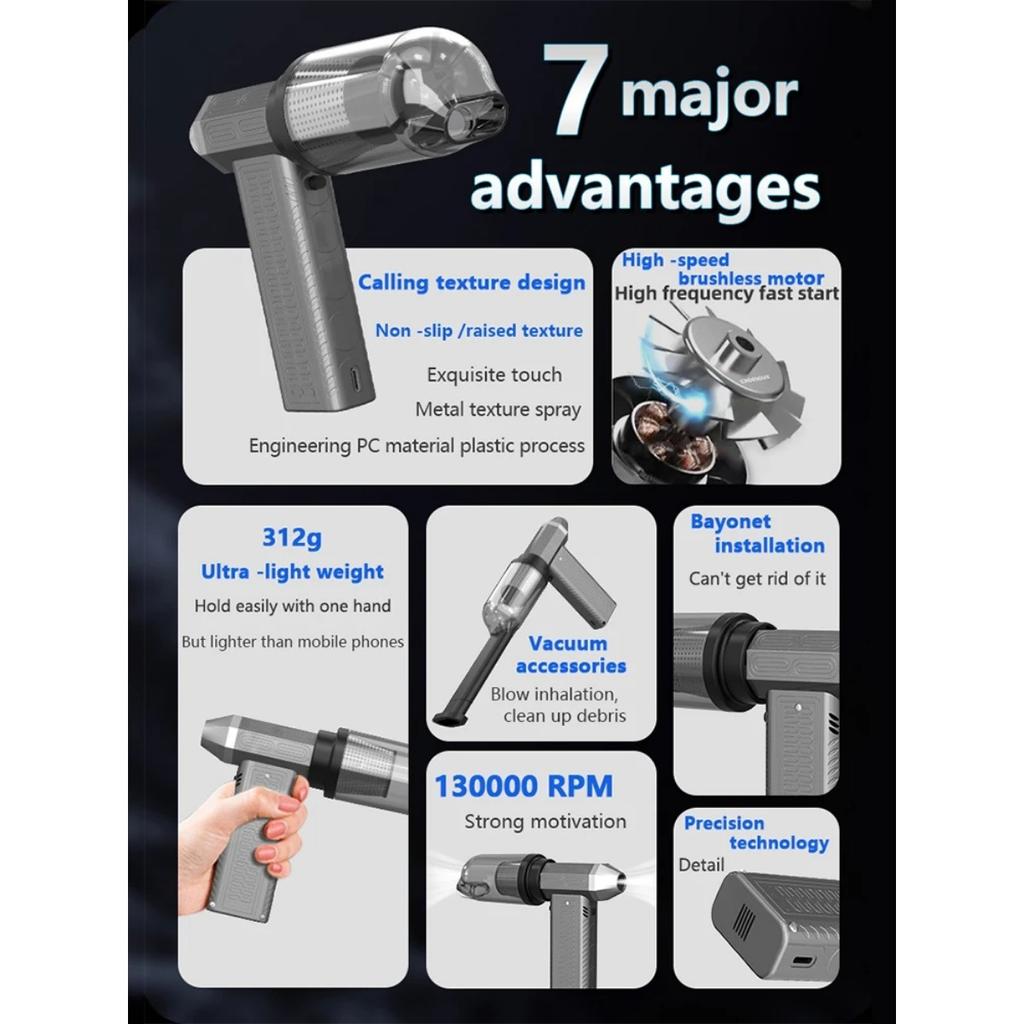 Brushless High-power Vacuum Cleaner and Dust Blower Can Be Used for Snow Blowing and Other Purposes In Cars, Homes, and Outdoors