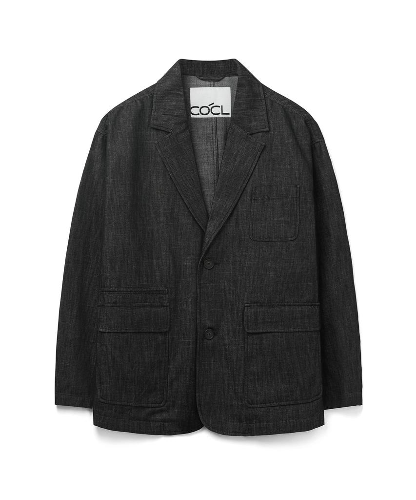 Costume O’Clock Denim Loose Fit Washed Blazer Cp Black Coosjk044Cpblack