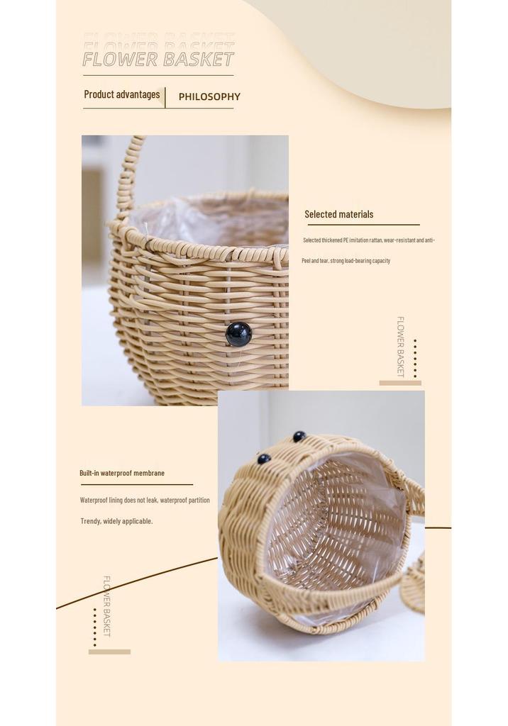 Handcrafted Rattan-Style Basket: Multi-Purpose for Storage, Fruit, Flowers, Souvenirs, or Outdoor Use