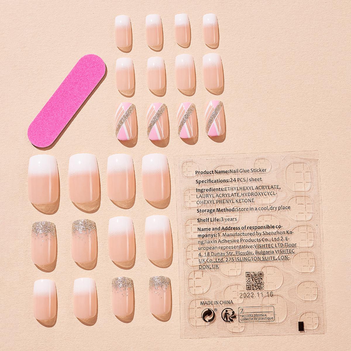 

Removable Glitter Plaid Wearable Nail Stickers