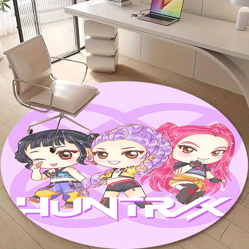 1pc KPop Demon Hunters3 Design Printed Area Round Carpet for Bedroom Living Room Home Decor Rugs Mat Non Slip Mat Rug for Bedside