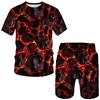Fashion Flame Magma 3D Print T-Shirts Shorts Sets Men's Tracksuits Oversized Short Sleeve T Shirt Pants Set Man Suits Clothing