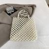 2025 New Summer Vacation Bag Boho Beach Hollow Out Shoulder Bag For Women Handmade Beading Handbag Silver Metal Top Handle Tote