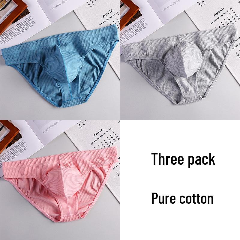 Herren Reine Baumwolle Atmungsaktive Gerippte Slips - Jugend U-Beule Sexy High-End Shorts