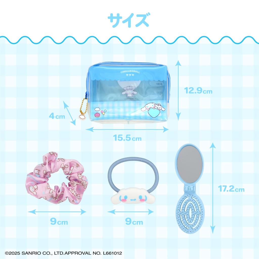 Shobido Sanrio Charaktere Pflege-Set Cinnamoroll CM41250 Enthält Haarbürste, Spiegel, Haargummi und Haargummi