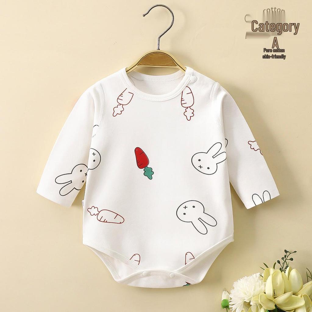 Spring & Autumn Baby Romper, Pure Cotton, Long Sleeve Wrap-over Onesie