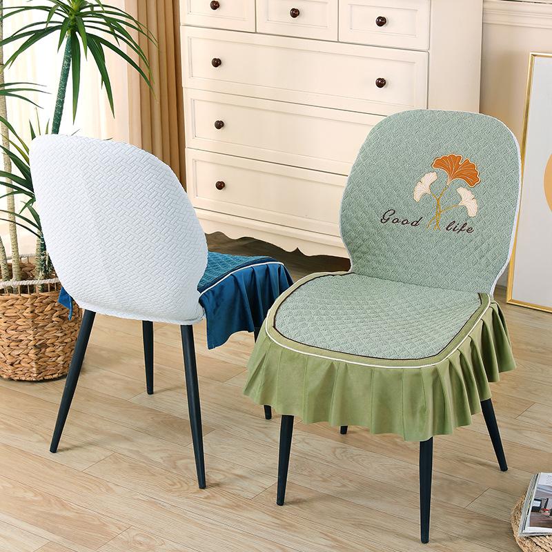 Special-shaped Chair Cover Armrest Stool Cover Nordic Fabric Elastic Curved One-piece Home Dining Table Seat Cover