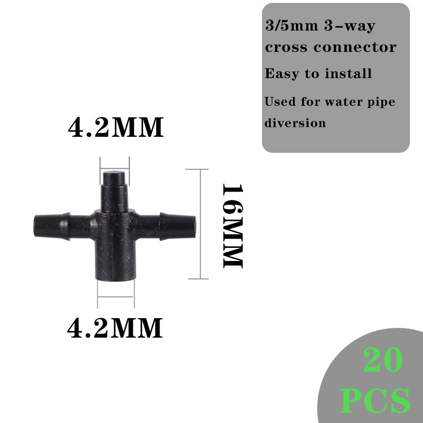 20pc Garden Irrigation Connector Barb 3/5 Mm 3 Way Elbow Water Pipe Connector Accessory Repair For Garden Potted Plants