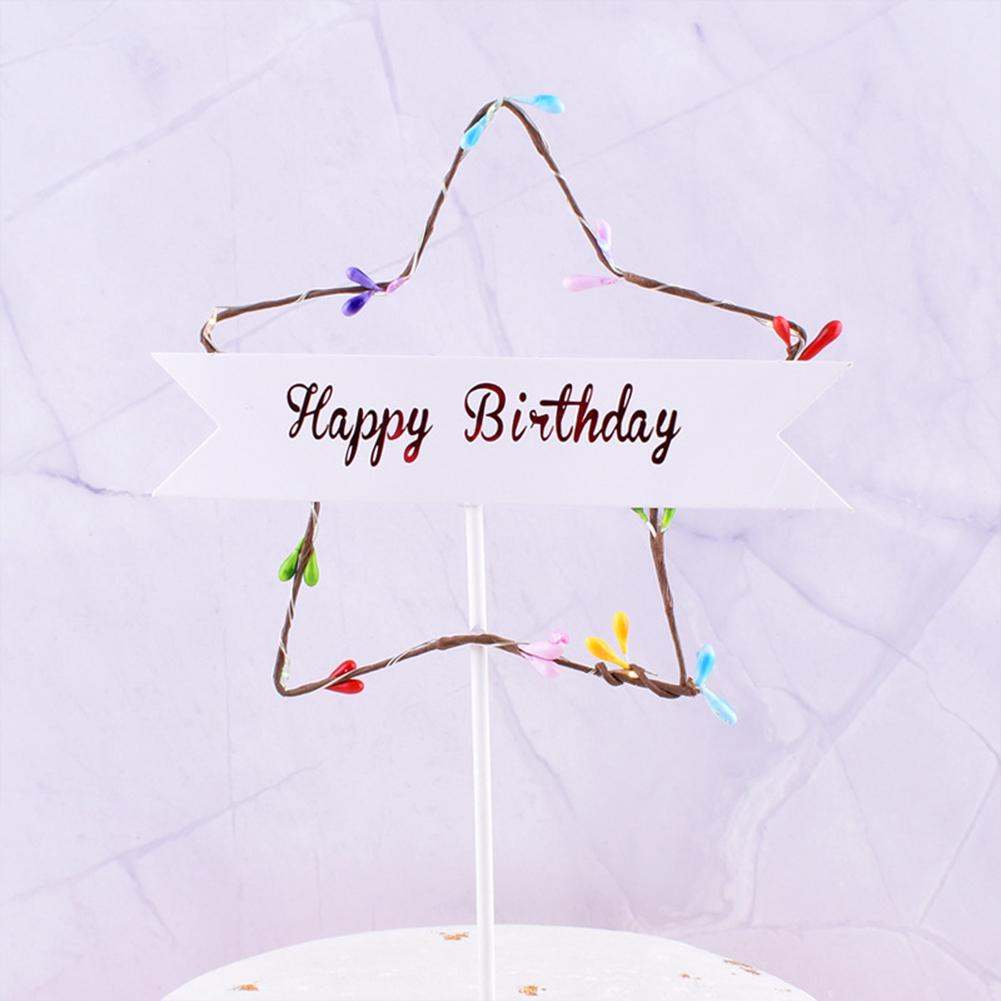 

Birthday Party Cake Insert Decorations For Cake With Led Love Star For Birthday Shower red font#1