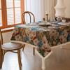 Floral Tablecloth Rustic Farmhouse Cotton Linen Blend Table Cover Dining Coffee