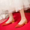 Fashion Sexy  Shiny Sequin Pumps Women 2024 New Pointed Toe Low Heels Wedding Party Shoes Woman Slip-on Bling Glitter Bride Shoes