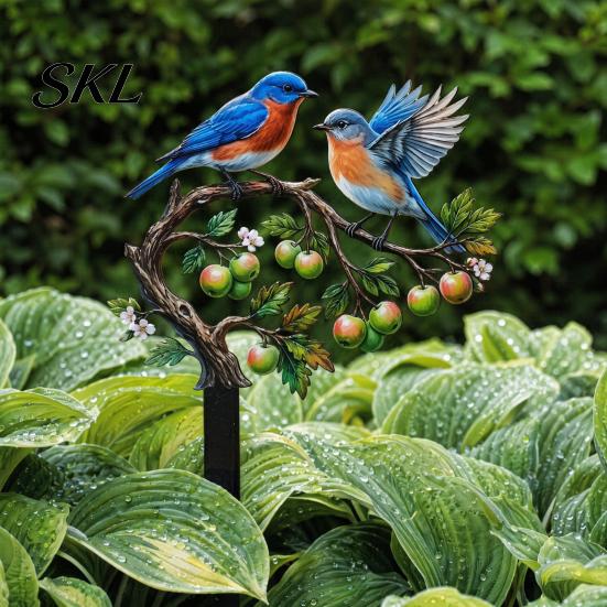 Lebhaftes Vogelornament für Rasen-Erdspieß, Und Obstbaumform, Wasserdichte Beschichtung Verdicktes Rostbeständiges Metall Hofkunst Eisen Außen-Blumenbeet