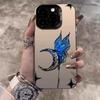 Dark Blue Butterfly Art Phone Case for iPhone 17 16 15 14 13 12 11 Series Pro Max Plus